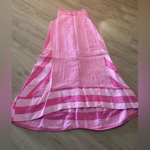 Pink Striped Sleeveless Maxi Dress